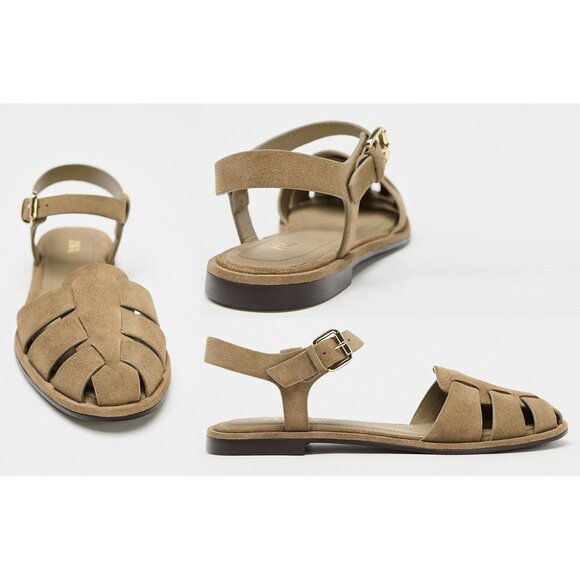 NEW ZARA suede fisherman sandal 2526 - Picture 2 of 2